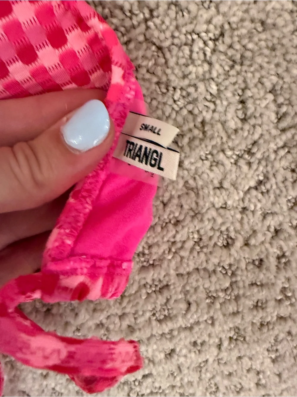 triangl swimwear Pink Gingham Tie Triangle Bikini Top